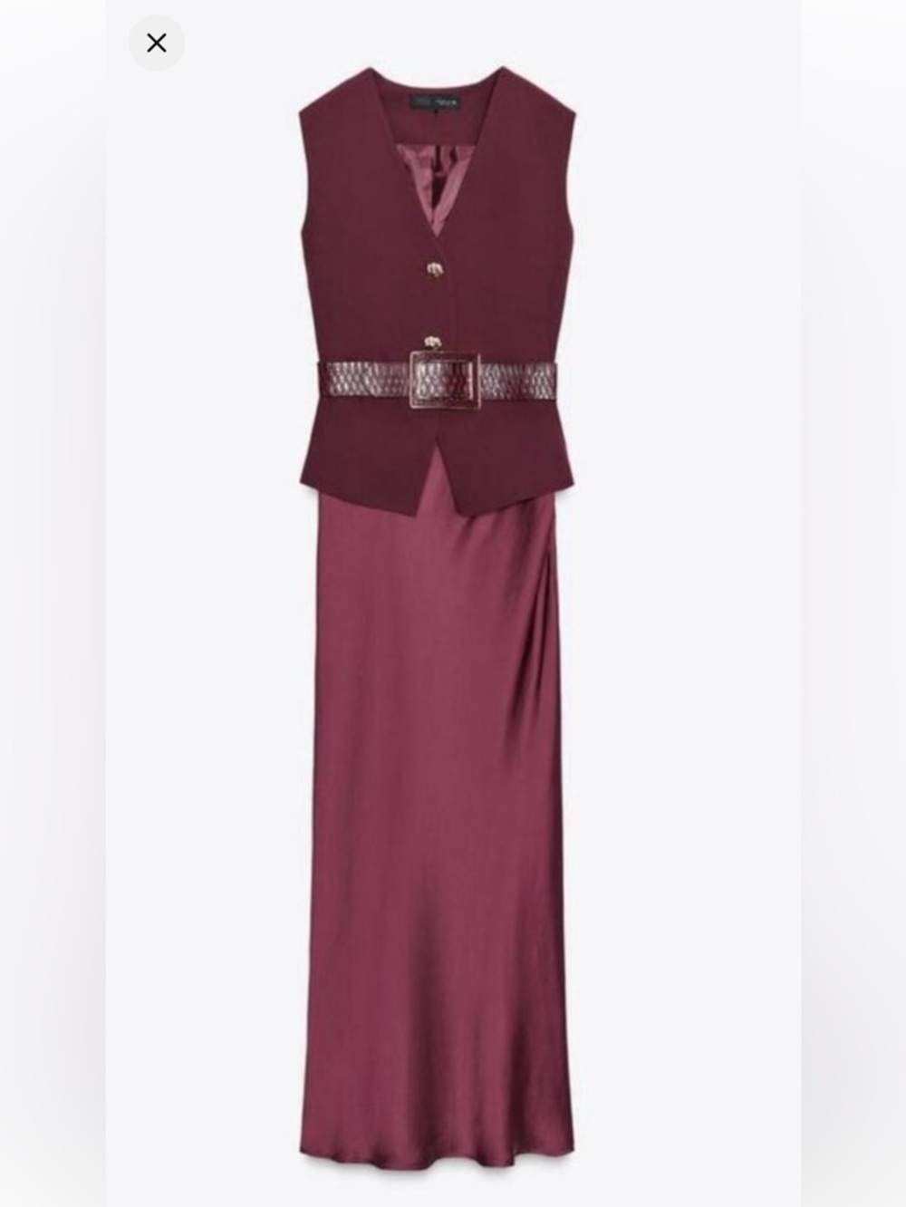 Zara Sleeveless Burgundy Vest and Skirt Set NWT